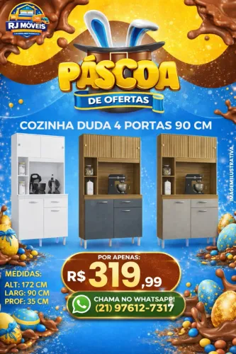 Armário de cozinha 90 cm c/4 portas(Pague na entrega)