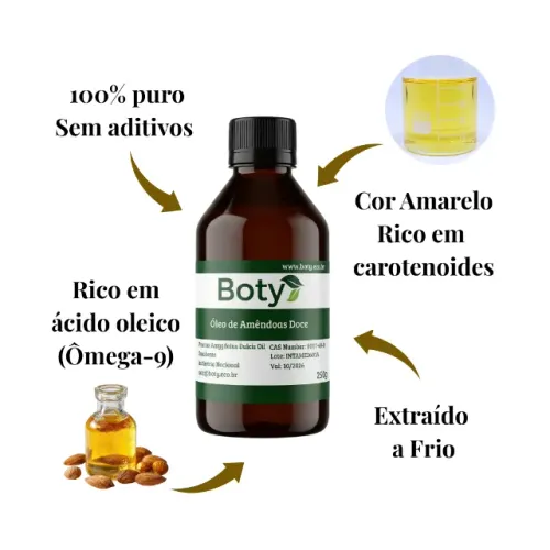Óleo de Amêndoas Doce Puro 100% Natural (Prensado à Frio)
