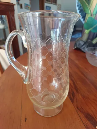Jarra Antiga em Cristal Gravado - Peça Vintage