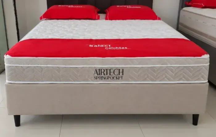 Colchão Casal Ortobom Airtech Spring Pocket 138x188x25cm + Base Box casal- Select Colchões