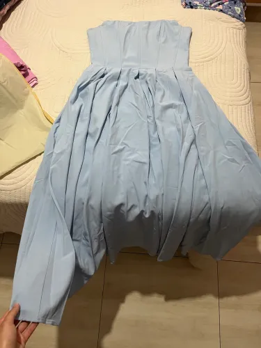 Vestido M de festa azul mídi
