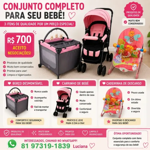 Conjunto completo para o seu bebê.
