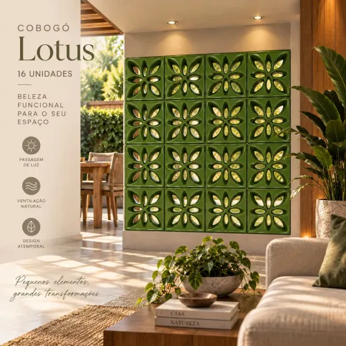 Vendo lote com 16 unidades de Cobogo Lotus 25x25 na cor Verde Hortela.