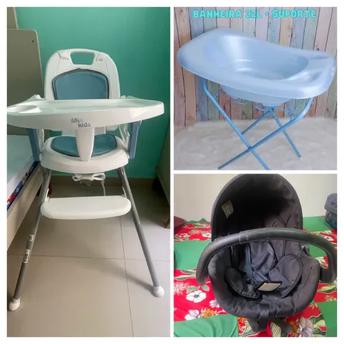 Vende-se bebê conforto ,cadeira alimentação,e banheira com suporte