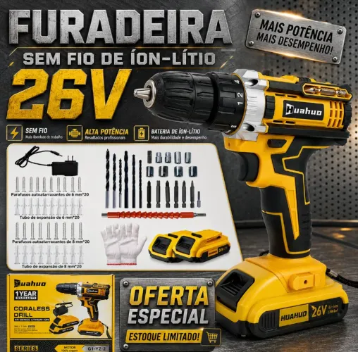 Furadeira a bateria multifuncional 26v/12v