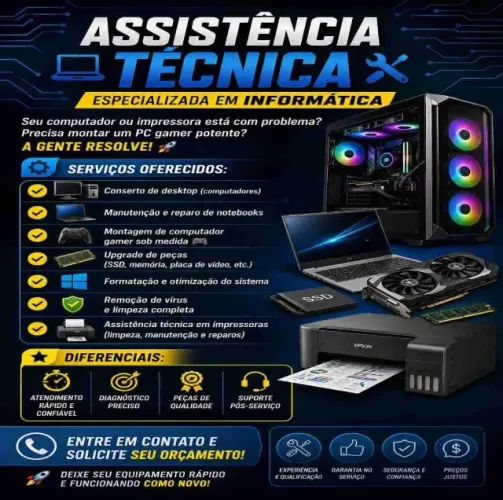 Conserto de notebook/ montagem PC gamer
