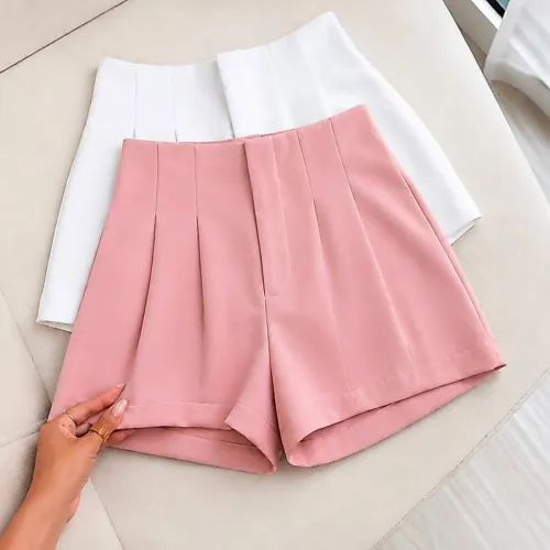 Kit 2 Peças Shorts Feminino Cintura Alta, Estiloso e Elegante.