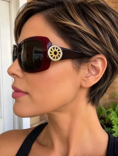 BVLGARI | Óculos de sol vinho com detalhe dourado