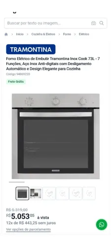 Forno New inox Cook 73 l Tramontina 