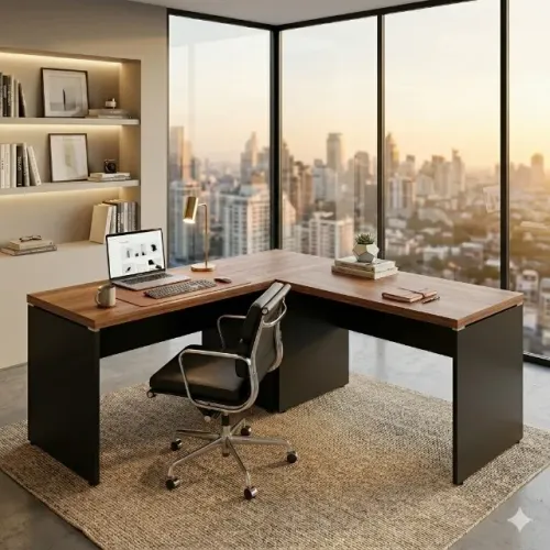 Mesa L 1,35x1,35 chique para seu escritório a pronta entrega