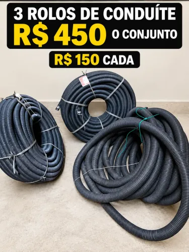 Título: 3 Rolos de Conduíte Corrugado Preto 50 mm - 150 Metros