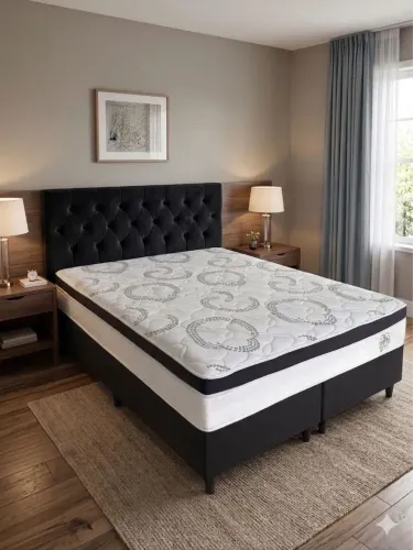 Cama Box Super King Isofort Luxo Ley Colchões, Base + Colchão molas ensacadas individuais