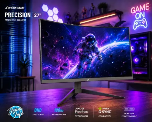 Monitor Gamer SuperFrame Precision 27" Curvo QHD 180Hz FreeSync/G-Sync