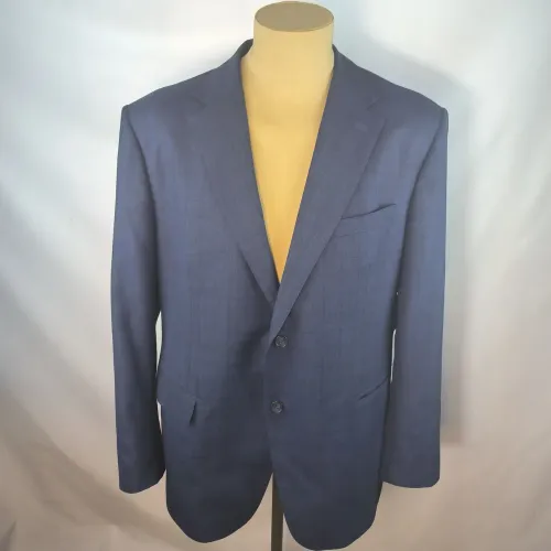 Blazer grife Zegna azul marinho GG xadrez discreto