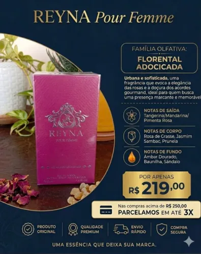 Perfume feminino Árabe original Reyna Pour Femme da Maison Alhambra
