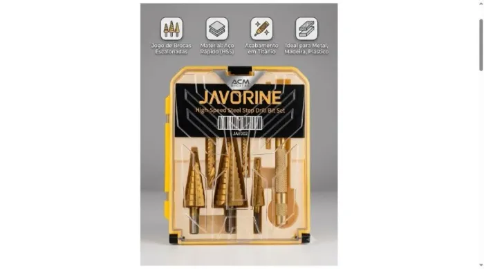 Kit Brocas Escalonadas Titânio 7 Peças + Punção Automático Estojo - Novo