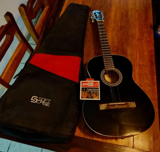 KIT Violão Acústico Giannini GSX-15BK SEMINOVO+Capa SOFTCASE+cordas novas D'Addario EJ15 