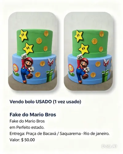 Bolo Fake Usado do Mario Bros