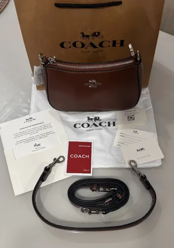 bolsa coach couro marrom teri shoulder