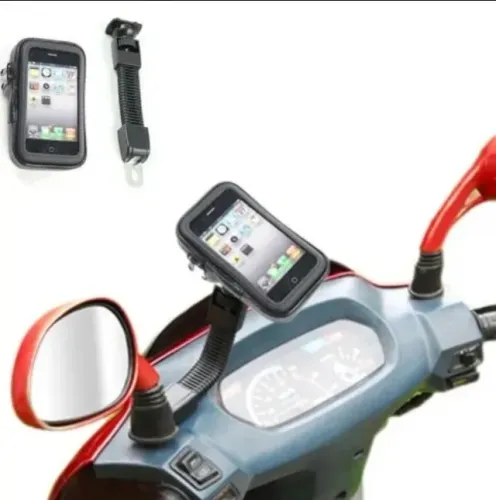 suporte adaptador celular para honda biz retrovisor capa protecao chuva