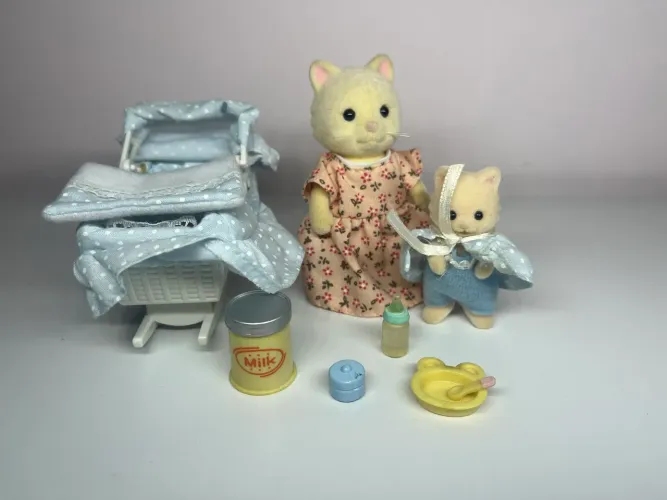 Sylvanian families conjunto bebê gato azul