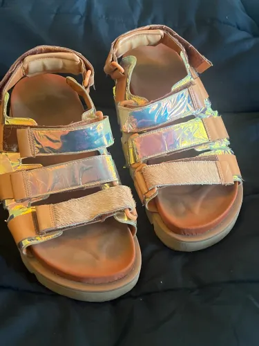 Sandália Farma plataforma usada laranja 