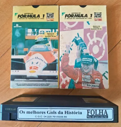 3 Fitas VHS Esportes - Fórmula 1 1988 e Melhores Gols da História