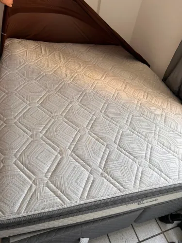Cama Box (colchão + base) Queen Size Ômega Pillow Top Molas Ensacadas Herval - Cinza