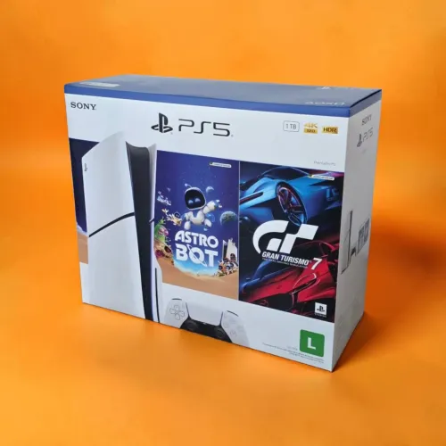 PS5 SLIM 1 TB COM LEITOR DE DISCO E 2 JOGOS ORIGINAIS NOVO LACRADO!!! COM NOTA FISCAL!!!