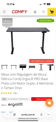 Mesa elétrica Comfy ergolift pro