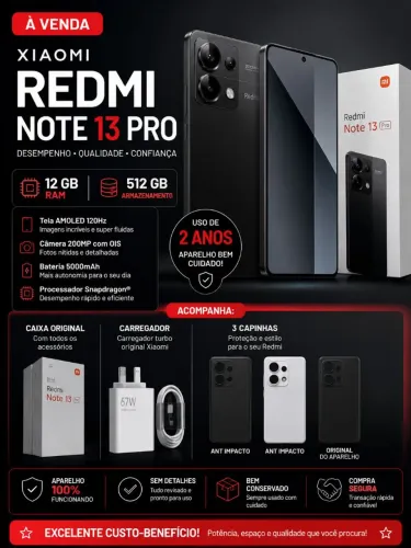 Xiaomi Redmi Note 13 Pro 5G - 12GB RAM | 512GB - Completo