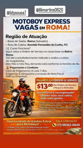 Vaga para motoboy