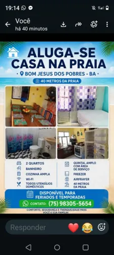 Casa na praiadr bom jesus a diárias