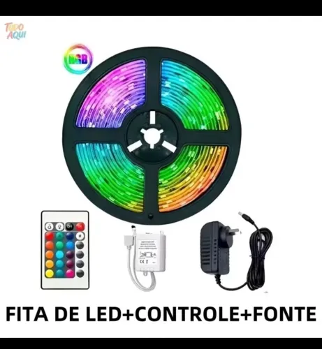 Fitas LED 3528 Rolo 5m 300 Leds Com Silicone Ip65 Prova Dágua Bivolt Rgb