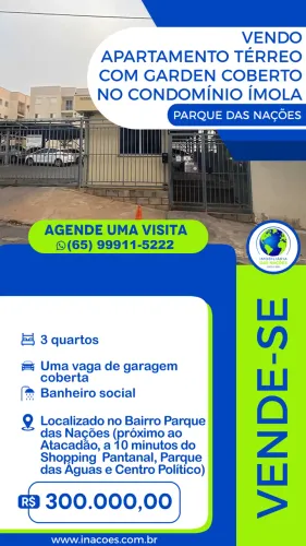 Vendo Apartamento Térreo com Garden Coberto no Condomínio Ímola - Parque das Nações