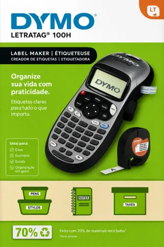 Rotuladora Portátil Dymo LetraTag 100H com Fita de Papel Branco