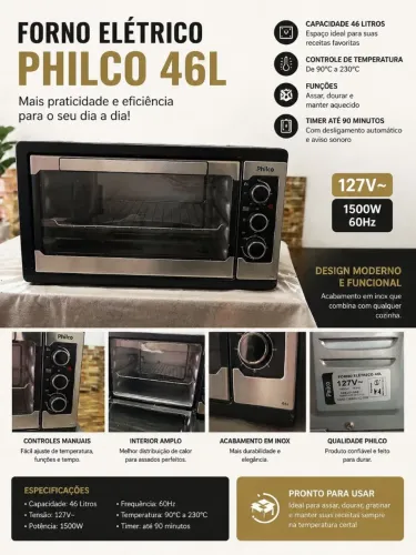Forno elétrico Philco 46 l 127