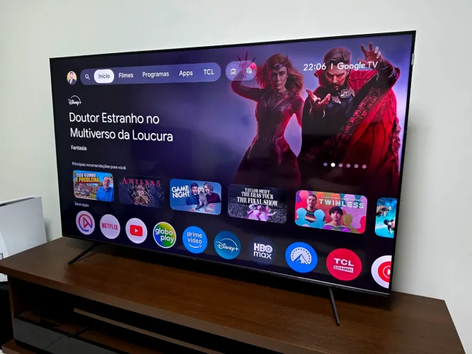 Smart TV 4K 65" Premium QLED TCL P8K Google TV 144Hz Som 40W 2.1 Subwoofer