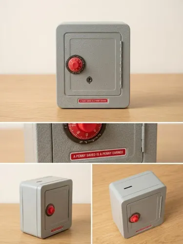 Mini Cofre De Metal Vintage Com Segredo E Fenda Para Moedas