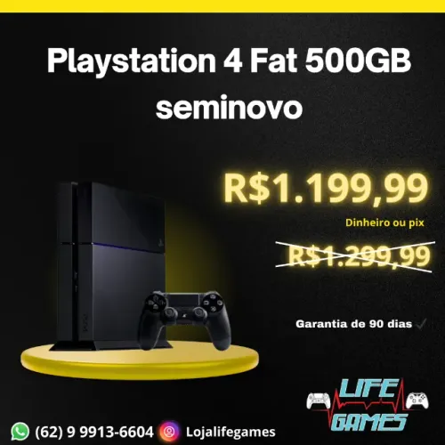  Playstation 4 Fat 500GB seminovo com garantia