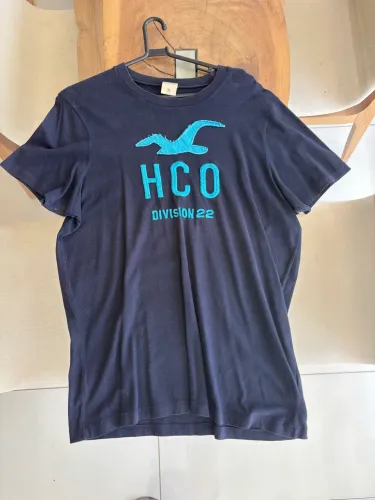 Camiseta Hollister Original Bordada HCo Division 22 Gaivota - Tam. XL / GG?