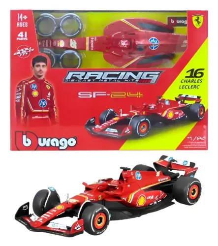 Kit Montagem 2024 F1 Ferrari SF-24 #16 Com Piloto Leclerc 23 Cm Bburago Metal Lacrado