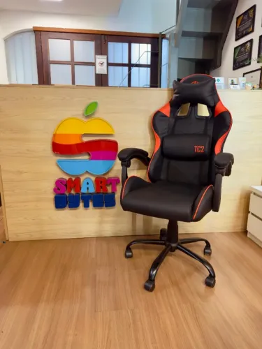Cadeira Gamer Heron | Tecido Preto e Vermelho | Almofadas | Ajuste de Altura