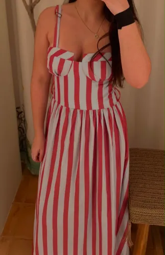 vestido longo listrado farm