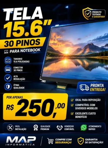 Tela 15.6 Led Slim 30 Pinos NOVA 