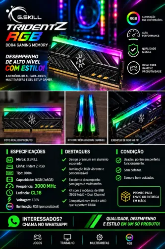 MEMÓRIA RAM XPG SPECTRIX D41 RGB DDR4 ? 3000 MHz CL16
