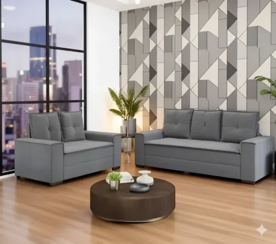 Sofá 2 e 3 lugares cinza (trabalhamos com outras cores e modelos)