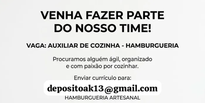 VAGA - AUXILIAR DE COZINHA