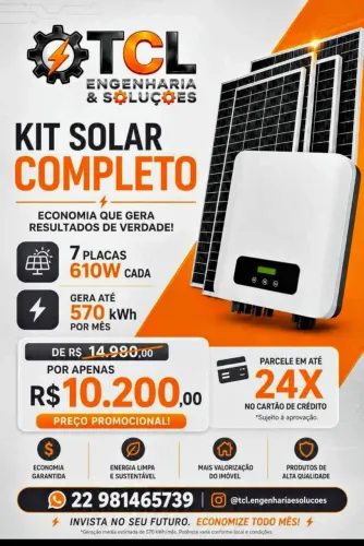 KIT COMPLETO COM INSTALAÇÃO SISTEMA SOLAR