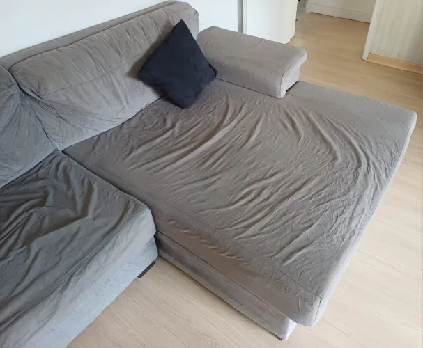 Sofá Modulado Usado ( Tecido Suede Cinza) - Capacidade para 10 pessoas